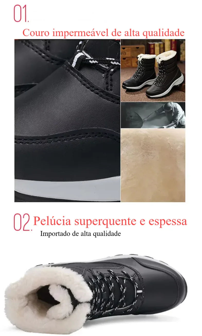 Elegância e Conforto no Inverno – Botas de Neve Femininas Antiderrapantes, Impermeáveis e com Plataforma para Máxima Proteção e Estilo!