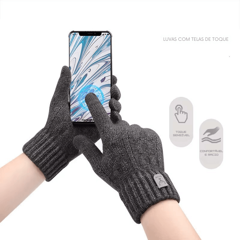 Luvas Masculinas de Inverno com Sensibilidade para Telas  – Quentes, Estilosas e Forradas com Lã para Enfrentar o Frio com Conforto