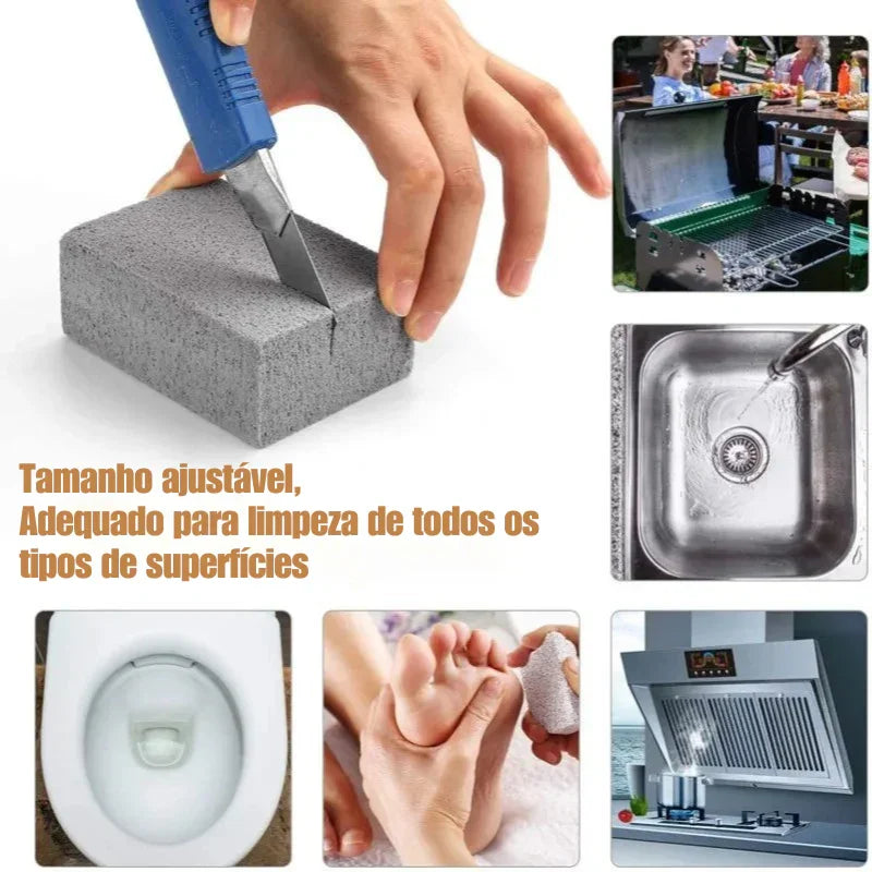 Escova de Pedra para Churrasqueira – Limpeza Profunda e Sem Esforço para Grelhas, Cozinha ao Ar Livre e Acessórios de Churrasco!