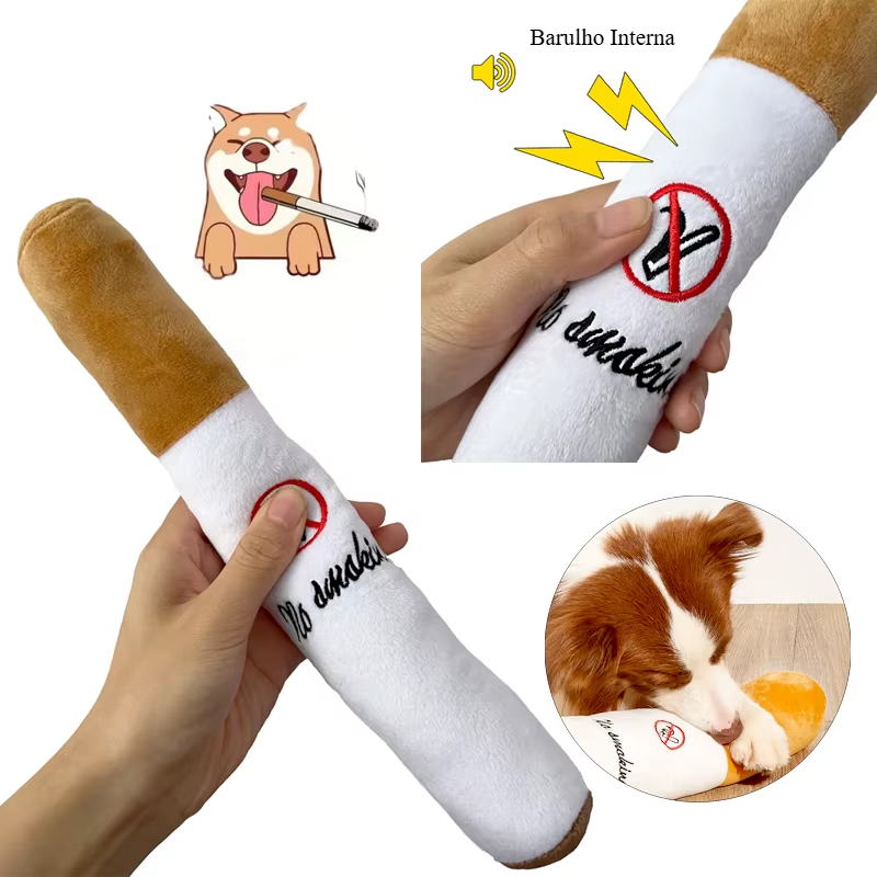 Brinquedo de Charuto de Pelúcia para Cães – Diversão, Mordidas e Risadas Garantidas!