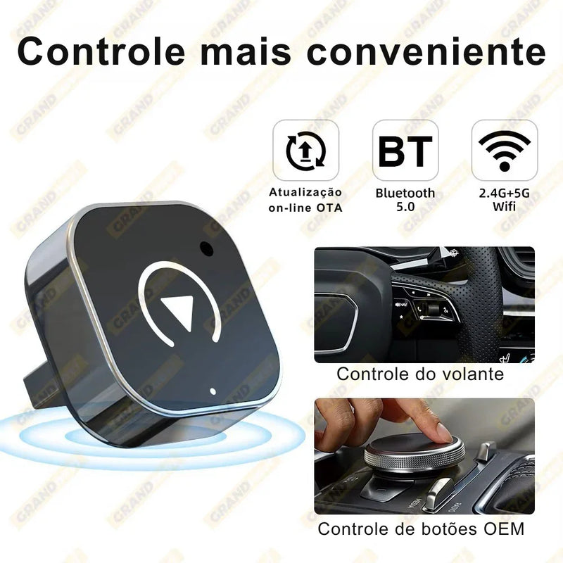 Novo Adaptador Inteligente CarPlay & Android Auto Sem Fio – Mini USB Plug & Play Universal