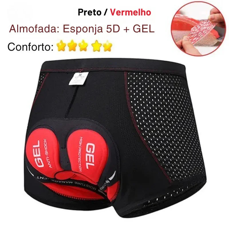 Conforto Extremo Sobre Duas Rodas – Shorts de Ciclismo com Almofada 5D em Gel, Respiráveis e Antichoque para Pedaladas Sem Limites!