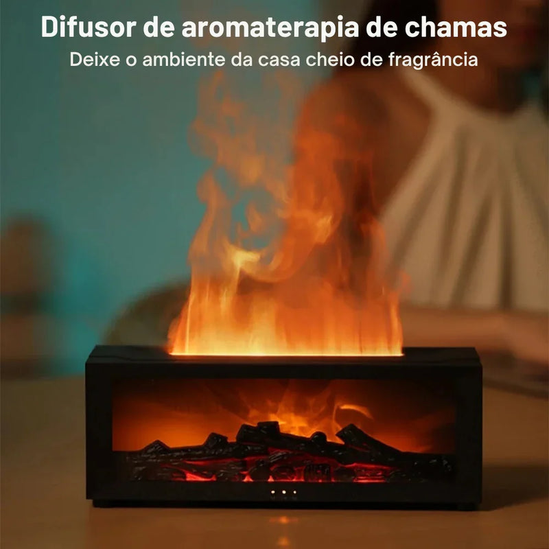Chamas de Aroma: Umidificador com Difusor de Óleos Essenciais, Luz RGB e Controle Remoto para uma Atmosfera Mágica!