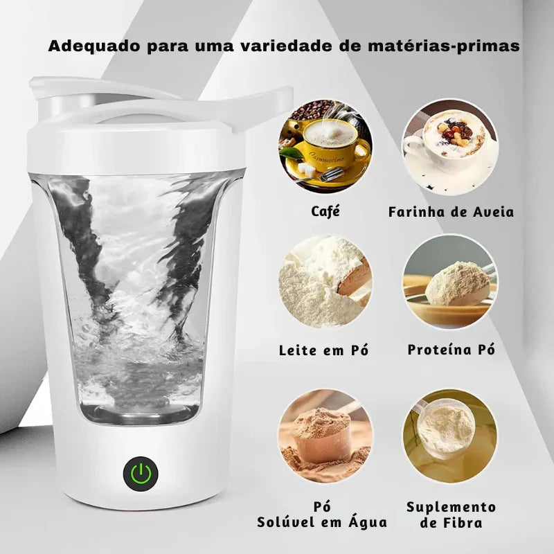 Leve, Misture e Beba Onde Quiser: Copo Elétrico Portátil 350ml Ideal para Proteínas, Viagens e Rotina Agitada!