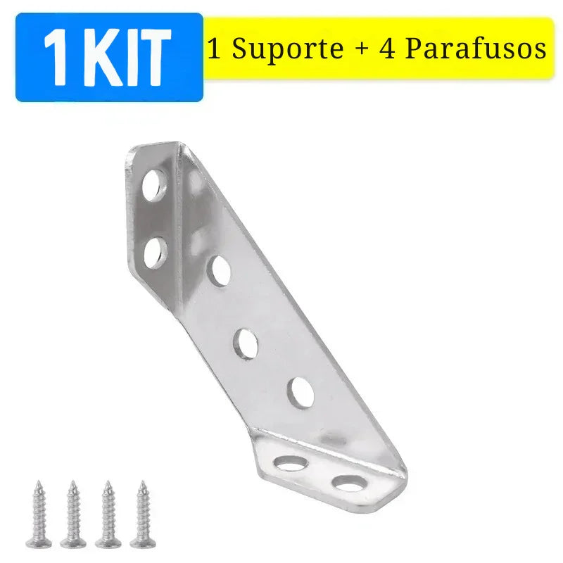 Conjunto de Suportes de Canto em Aço Inox – Fixação Robusta e Discreta para Móveis, Prateleiras e Armários!