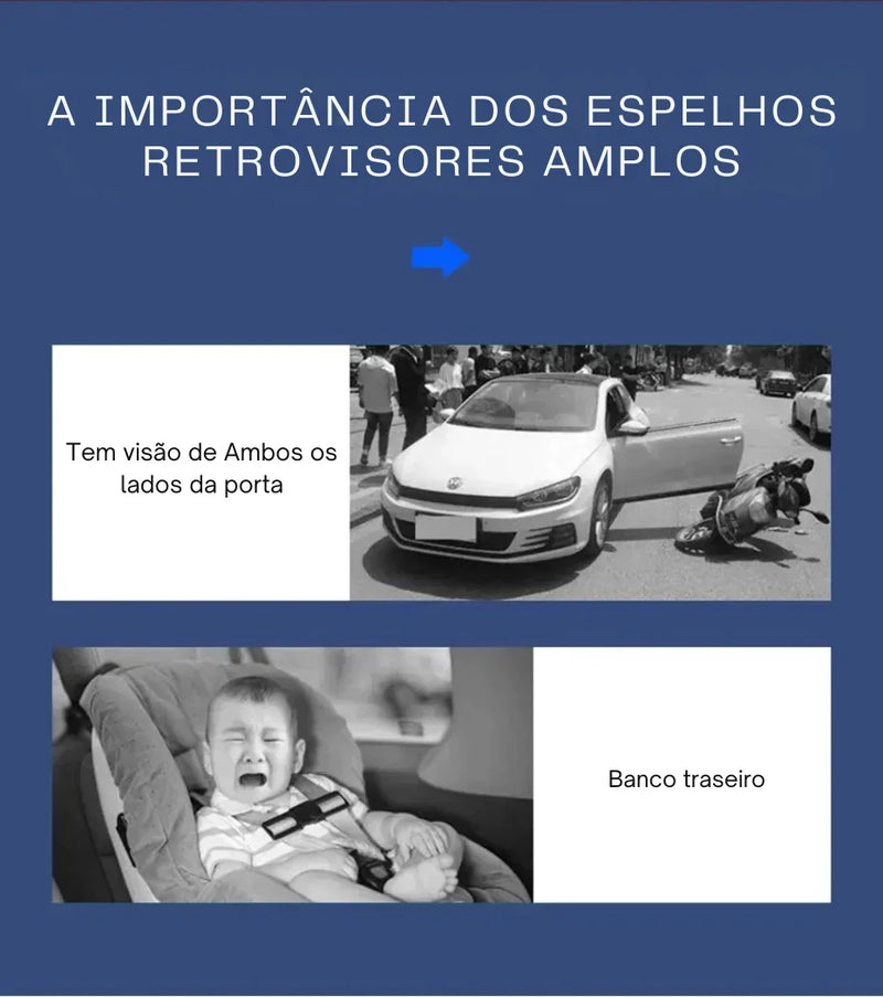 Veja Tudo com Segurança: Espelho Interno Convexo Grande Angular para Monitoramento de Bebê e Visão Ampliada Sem Reflexos!