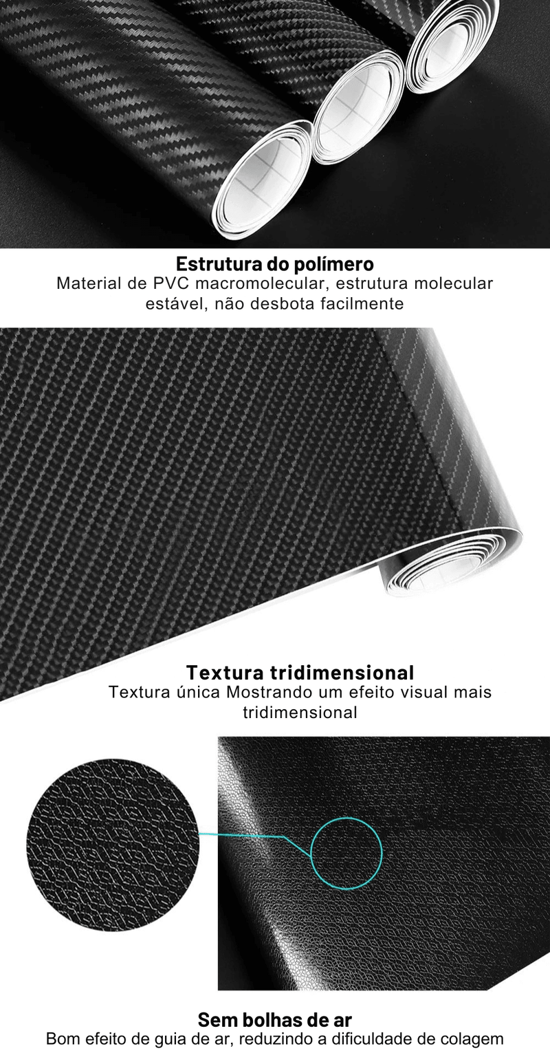 Adesivo de Fibra de Carbono 2D a 6D – Customize Seu Carro ou Moto com Efeito Incrível e Proteção de Alta Performance!