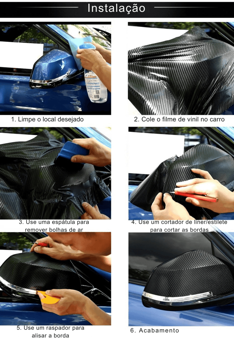 Adesivo de Fibra de Carbono 2D a 6D – Customize Seu Carro ou Moto com Efeito Incrível e Proteção de Alta Performance!